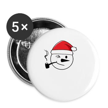Jeezy Snowman Pfeife rauchen Meme Weihnachtsmütze - Buttons klein 25 mm (5er Pack) - Weiß - Vorne