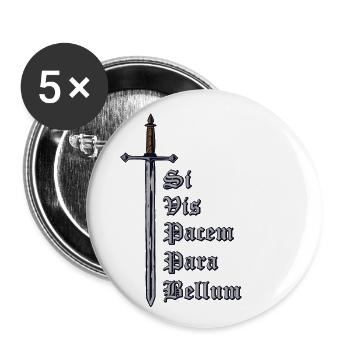 Latein mit Schwert - Si Vis Pacem Para Bellum - Buttons klein 25 mm (5er Pack) - Weiß - Vorne