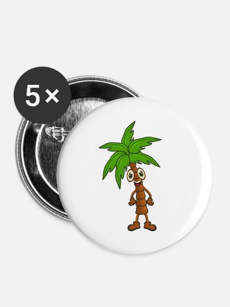 Palme - Buttons klein 25 mm (5er Pack) - Weiß