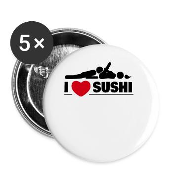 I love Sushi Sexy Kinky - Buttons small 1''/25 mm (5-pack) - white - Front