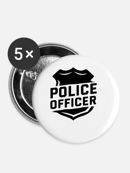 Polizei Polizist - Buttons klein 25 mm (5er Pack) - Weiß