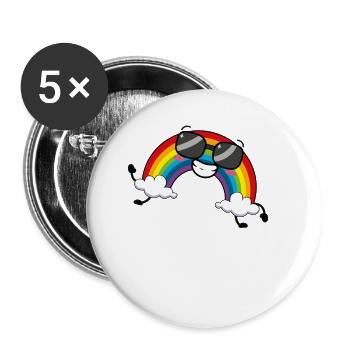 arc en ciel - Lot de 5 petits badges (25 mm) - blanc - Devant