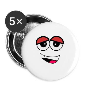Verpeiltes Lächeln Lachendes Gesicht Große Freude - Buttons klein 25 mm (5er Pack) - Weiß - Vorne