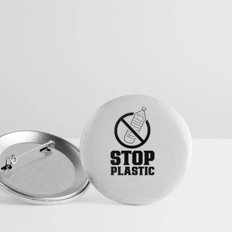 Stop plastic plastic waste plastic pollution Buttons small 1''/25 mm (5-pack)