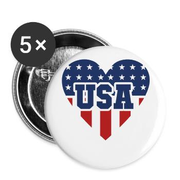 Usa Heart - Lot de 5 petits badges (25 mm) - blanc - Devant