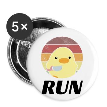 Renn Lauf Ente mit Messer Meme Lustiger Spruch - Buttons klein 25 mm (5er Pack) - Weiß - Vorne