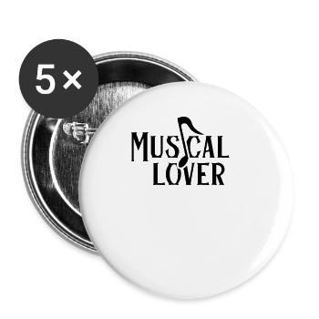 Amoureux de la musique Théâtre de comédies musicales drôles - Lot de 5 petits badges (25 mm) - blanc - Devant