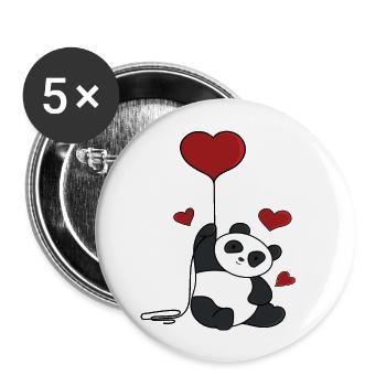 Panda Coeur - Lot de 5 petits badges (25 mm) - blanc - Devant