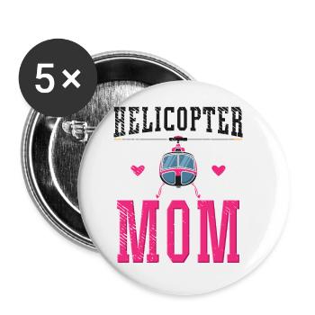 Helicopter Mom Aviation Pilot - Buttons small 1''/25 mm (5-pack) - white - Front
