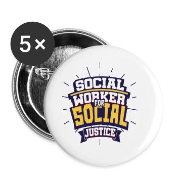 Travailleurs sociaux - Lot de 5 petits badges (25 mm) - blanc - Devant