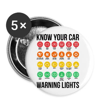 Sarcasm Know Your Car Warning Lights Gift - Buttons small 1''/25 mm (5-pack) - white - Front