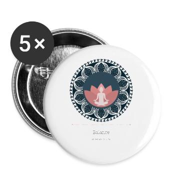 Balance in the Mandala: Lotus Flower & Yoga Symbol - Buttons small 1''/25 mm (5-pack) - white - Front
