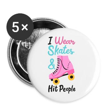 Skates Skating Rollschuhe Inlineskater Inliner - Buttons klein 25 mm (5er Pack) - Weiß - Vorne