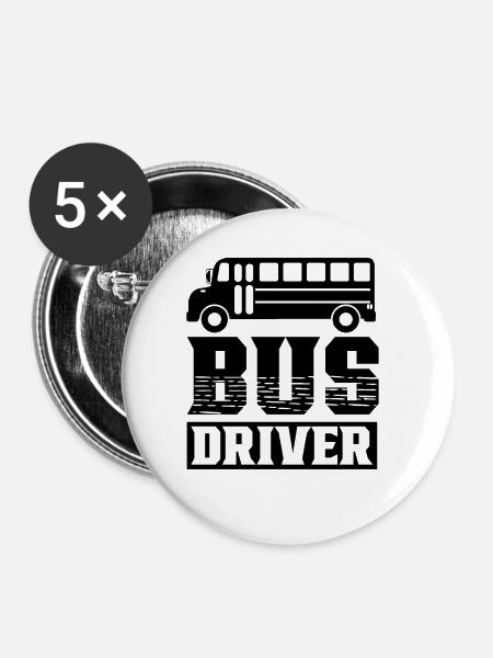 Busfahrer Beruf Buslenker Bus - Buttons klein 25 mm (5er Pack) - Weiß