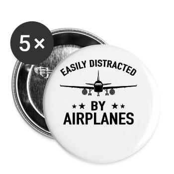 Easily Distracted by Airplanes Flugzeug Pilot - Buttons klein 25 mm (5er Pack) - Weiß - Vorne