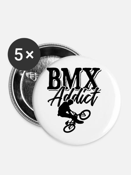 bmx süchtig fahrrad - Buttons klein 25 mm (5er Pack) - Weiß