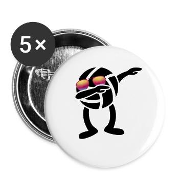 Dabbing Volleyball - Beach volley Dab Dance - Lot de 5 petits badges (25 mm) - blanc - Devant