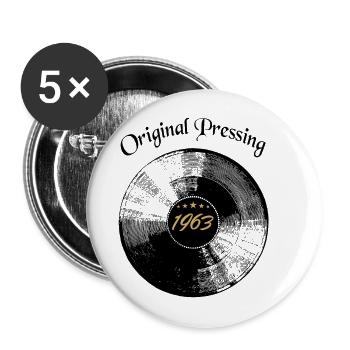 1963 Born Birthday Record Gift - Buttons small 1''/25 mm (5-pack) - white - Front