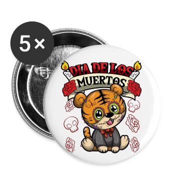 Dia De Los Muertos Animals Tiger - Lot de 5 petits badges (25 mm) - blanc - Devant