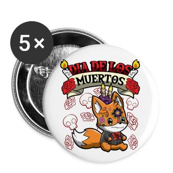 Dia De Los Muertos Animals Fox - Lot de 5 petits badges (25 mm) - blanc - Devant