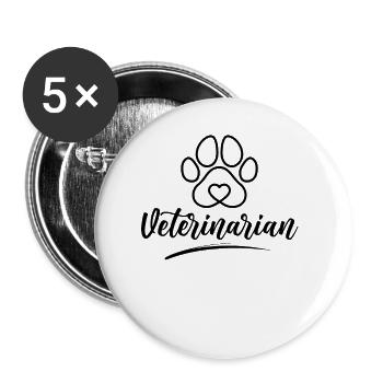 Vétérinaire Vétérinaire Médecine Vétérinaire Vétérinaire - Lot de 5 petits badges (25 mm) - blanc - Devant