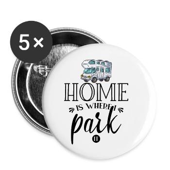 Camping-car Camping - Lot de 5 petits badges (25 mm) - blanc - Devant
