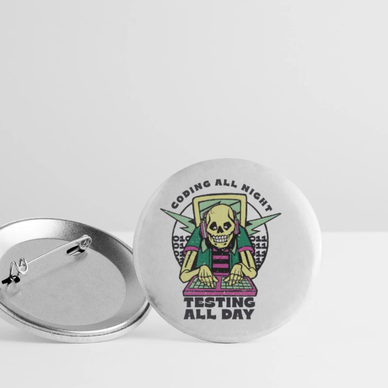 « Coding All Night Programmer | Programmeur » Lot de 5 petits badges (25 mm)