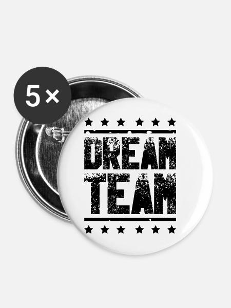 Dream Team - Buttons klein 25 mm (5er Pack) - Weiß