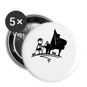 Piano Ailes avec chats - Piano Pianiste - Lot de 5 petits badges (25 mm) - blanc - Devant