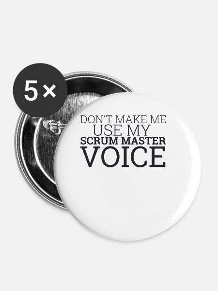 "Scrum Master Voice | "Scrum Master"" - Buttons klein 25 mm (5er Pack) - Weiß