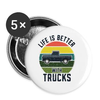 Pick Up Vintage Wagon Pickup Truck - Buttons klein 25 mm (5er Pack) - Weiß - Vorne
