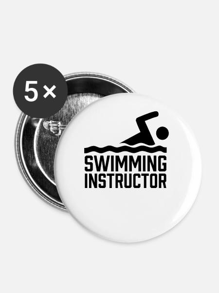 Schwimmlehrer Schwimmtrainer Schwimmkurs Beruf - Buttons klein 25 mm (5er Pack) - Weiß