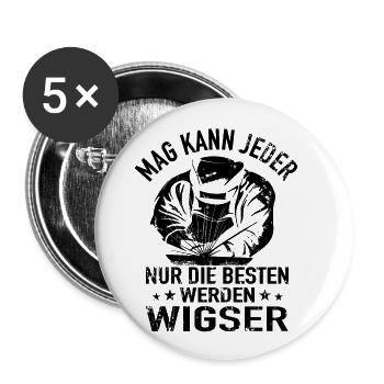 WIG Schweißer Schlosser Metallbau Schweißfachmann - Buttons klein 25 mm (5er Pack) - Weiß - Vorne