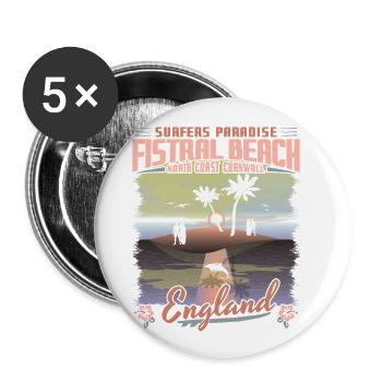 FISTRAL BEACH CORNWALL ENGLAND - SURF CITY - Buttons small 1''/25 mm (5-pack) - white - Front