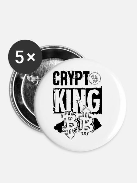 Crypto King - Buttons klein 25 mm (5er Pack) - Weiß