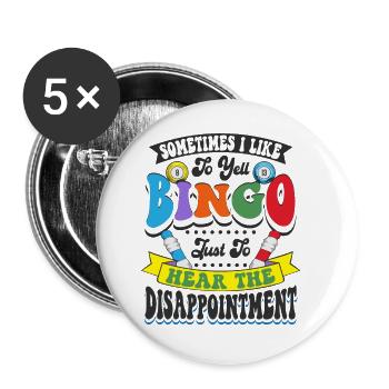 Gambling Bingo Fan Lottery Game Bingo - Buttons small 1''/25 mm (5-pack) - white - Front
