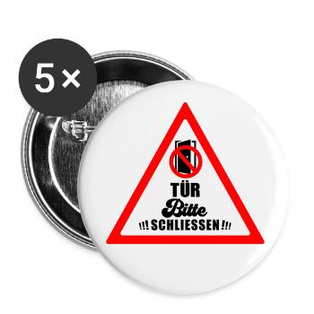Tür schließen bitte | Farbe änderbar - Buttons klein 25 mm (5er Pack) - Weiß - Vorne
