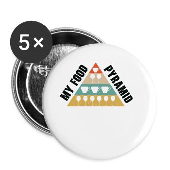 Lebensmittelpyramide Kaffee Wein Trinken - Buttons klein 25 mm (5er Pack) - Weiß - Vorne