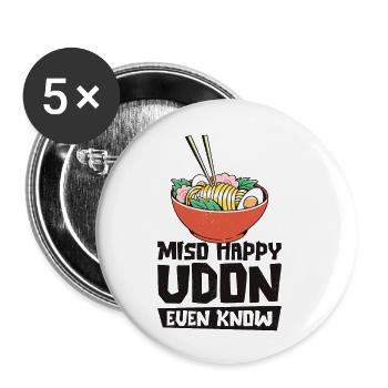 Asian Food Udon Miso Noodle Asian Cuisine - Buttons small 1''/25 mm (5-pack) - white - Front