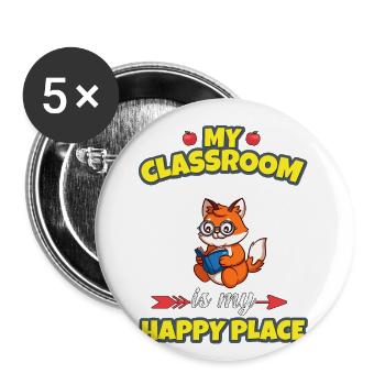 My Classroom Is My Happy Place Elementary Teacher - Buttons small 1''/25 mm (5-pack) - white - Front