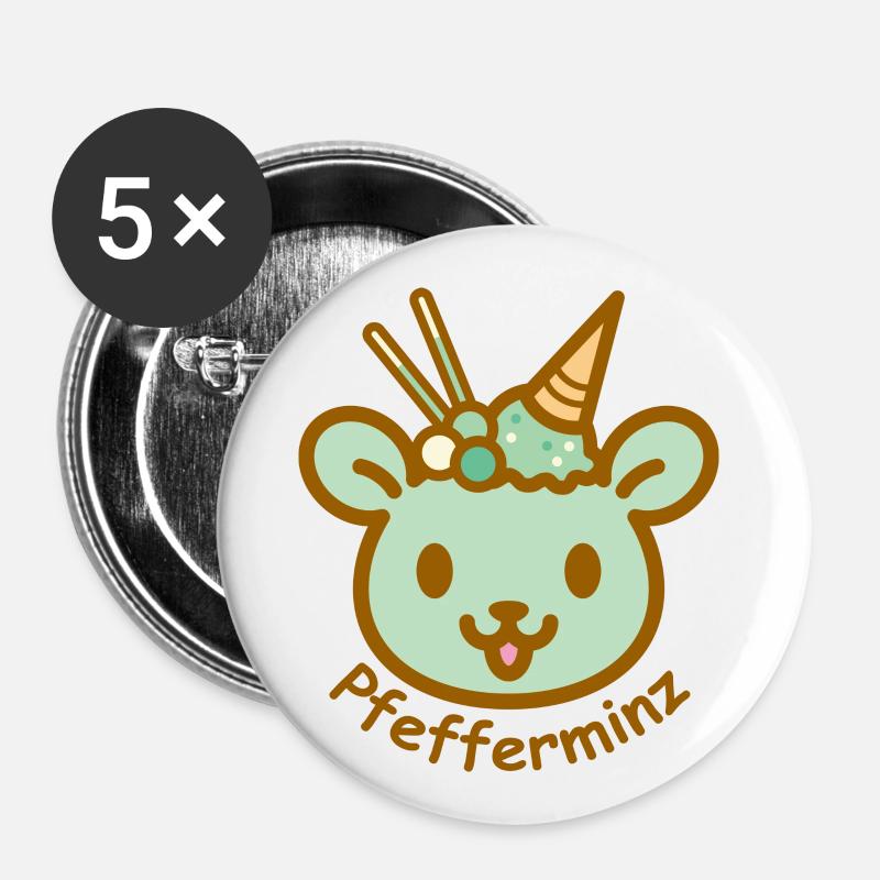Eisbär Pfefferminz - Buttons klein 25 mm (5er Pack) - Weiß