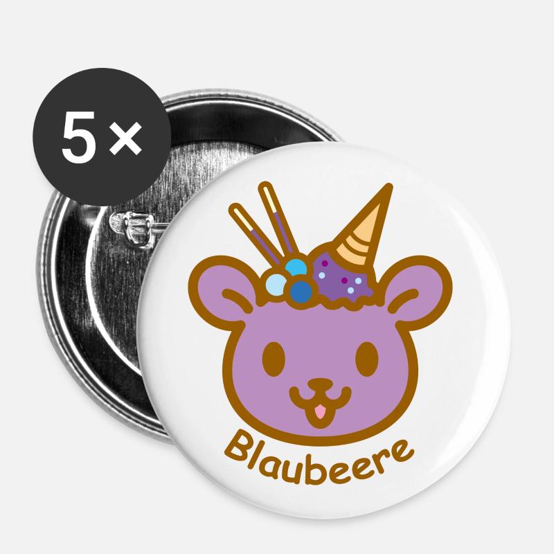 Eisbär Blaubeere - Buttons klein 25 mm (5er Pack) - Weiß