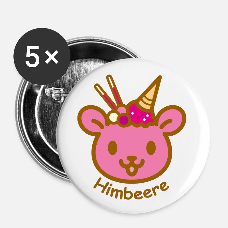 Eisbär Himbeere - Buttons klein 25 mm (5er Pack) - Weiß