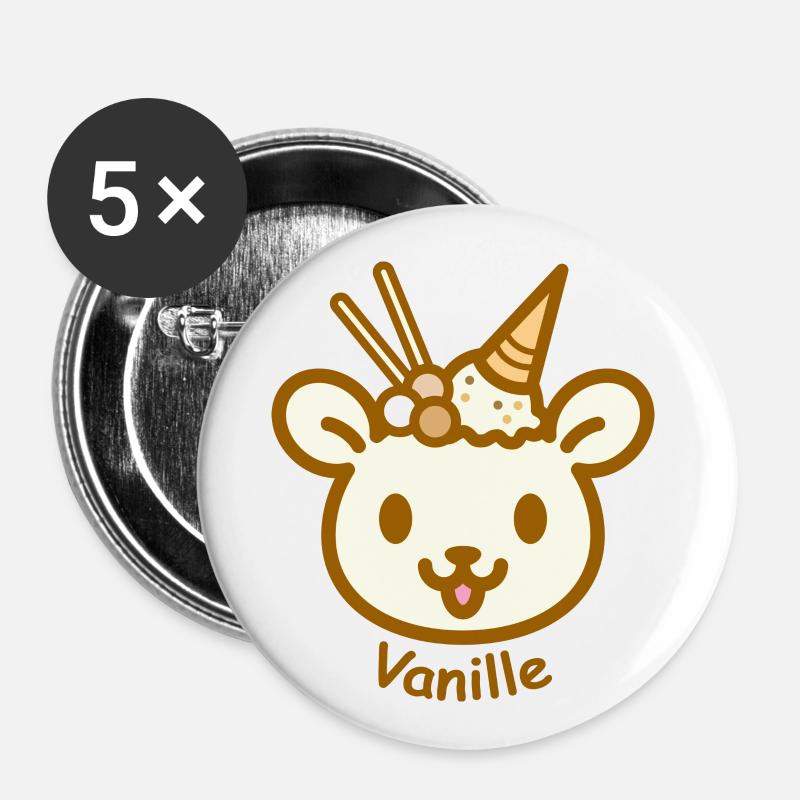 Eisbär Vanille - Buttons klein 25 mm (5er Pack) - Weiß