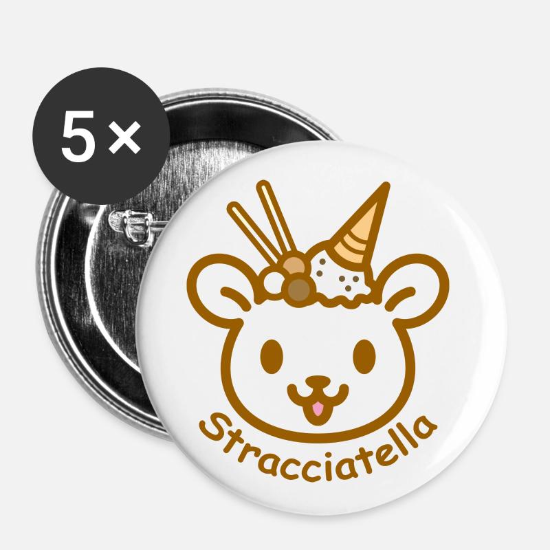Eisbär Stracciatella - Buttons klein 25 mm (5er Pack) - Weiß