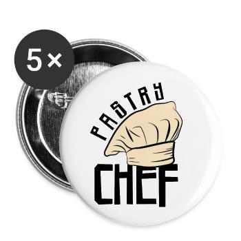 Pastry Chef Skull Baking Pastry Baked Goods - Buttons small 1''/25 mm (5-pack) - white - Front