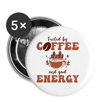 Positive Energy Coffee Energy Healer Coffee Addict - Buttons klein 25 mm (5er Pack) - Weiß - Vorne