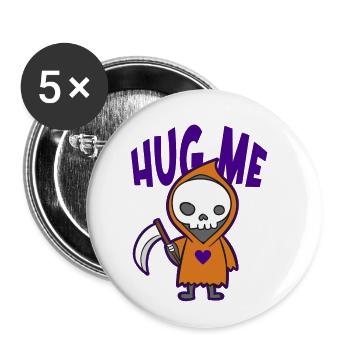 Hug Me Classic Skull of Death Creepy Skeleton - Buttons klein 25 mm (5er Pack) - Weiß - Vorne