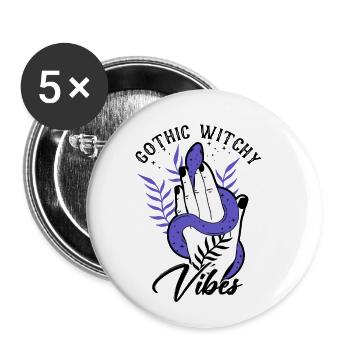 Gothic Divination Fortune Telling Witch Crystal - Buttons small 1''/25 mm (5-pack) - white - Front