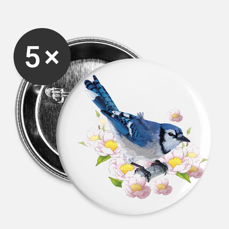 Blaue Chara - Buttons klein 25 mm (5er Pack) - Weiß